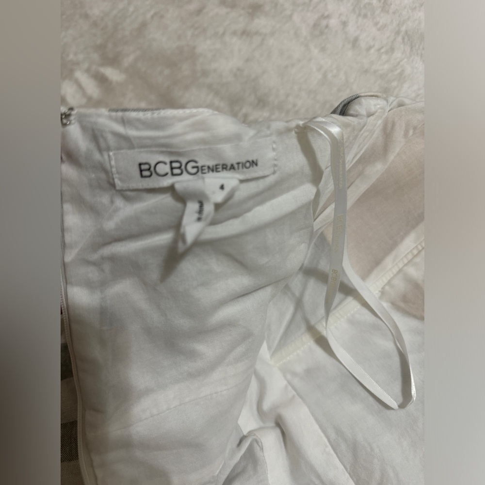 Bcbgeneration Gray White Strapless Striped Mini D… - image 7